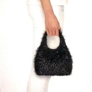 A NEW DAY Tinsel Mini Party Tote Handbag Black Mini Bag